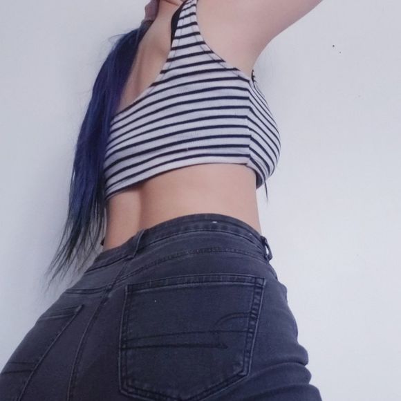 BlueSteel Cropped Striped Tank with side lacing - Picture 7 of 11